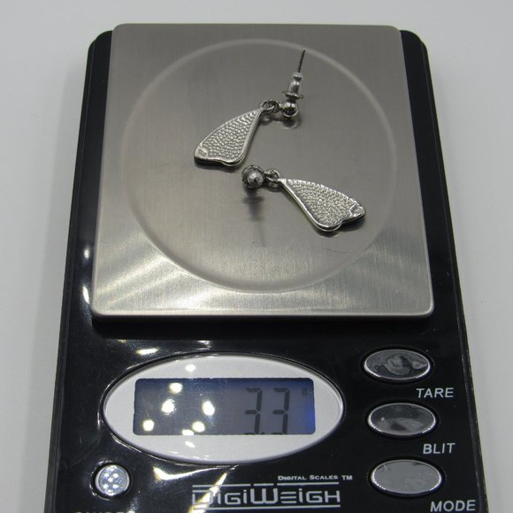 Silver Tone Blue Abalone Shell Earrings Vintage - Picture 6 of 6